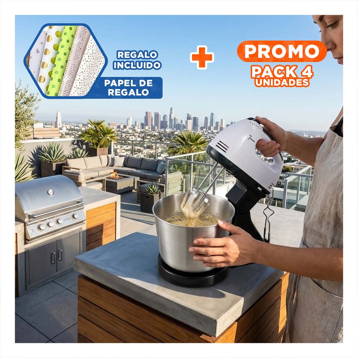 PACK4 PROCESADORA MODERNA 2L 260W BOMA PARA PREPARACIONES VARIADAS Y+PAPEL REGALO - 1