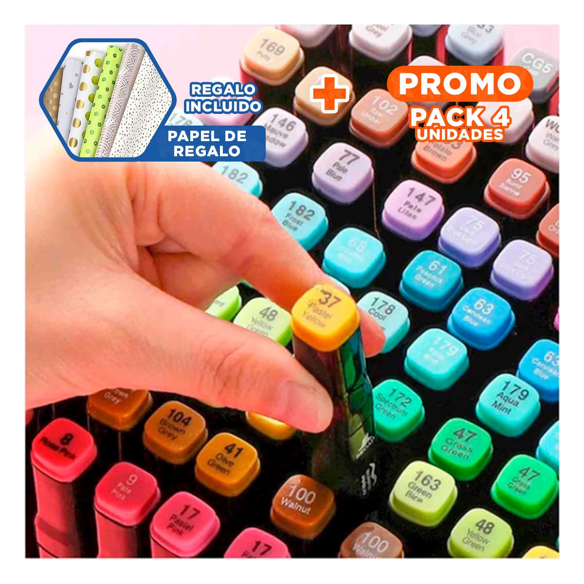 PACK4 ROTULADORES DOBLE PUNTA LETTERING ARTISTICO 168 UNIDADES TOUCH Y+PAPEL REGALO - 1