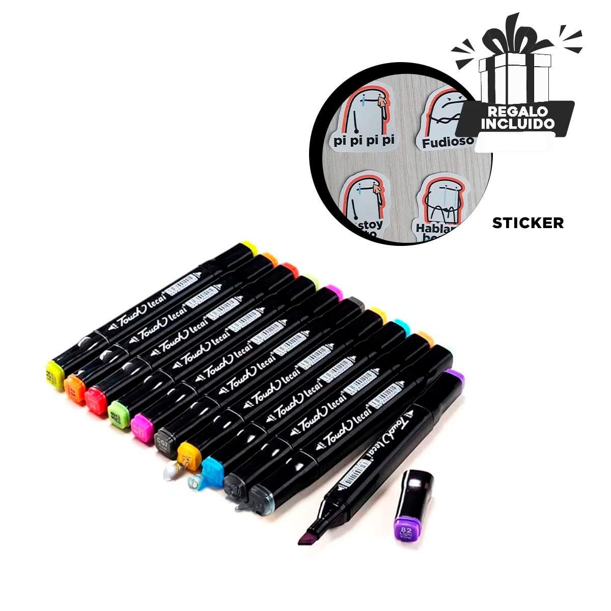 SET PROFESIONAL LETTERING ARTISTICO 48 UNIDADES DOBLE PUNTA TOUCH Y+REGALO STICKER - 1