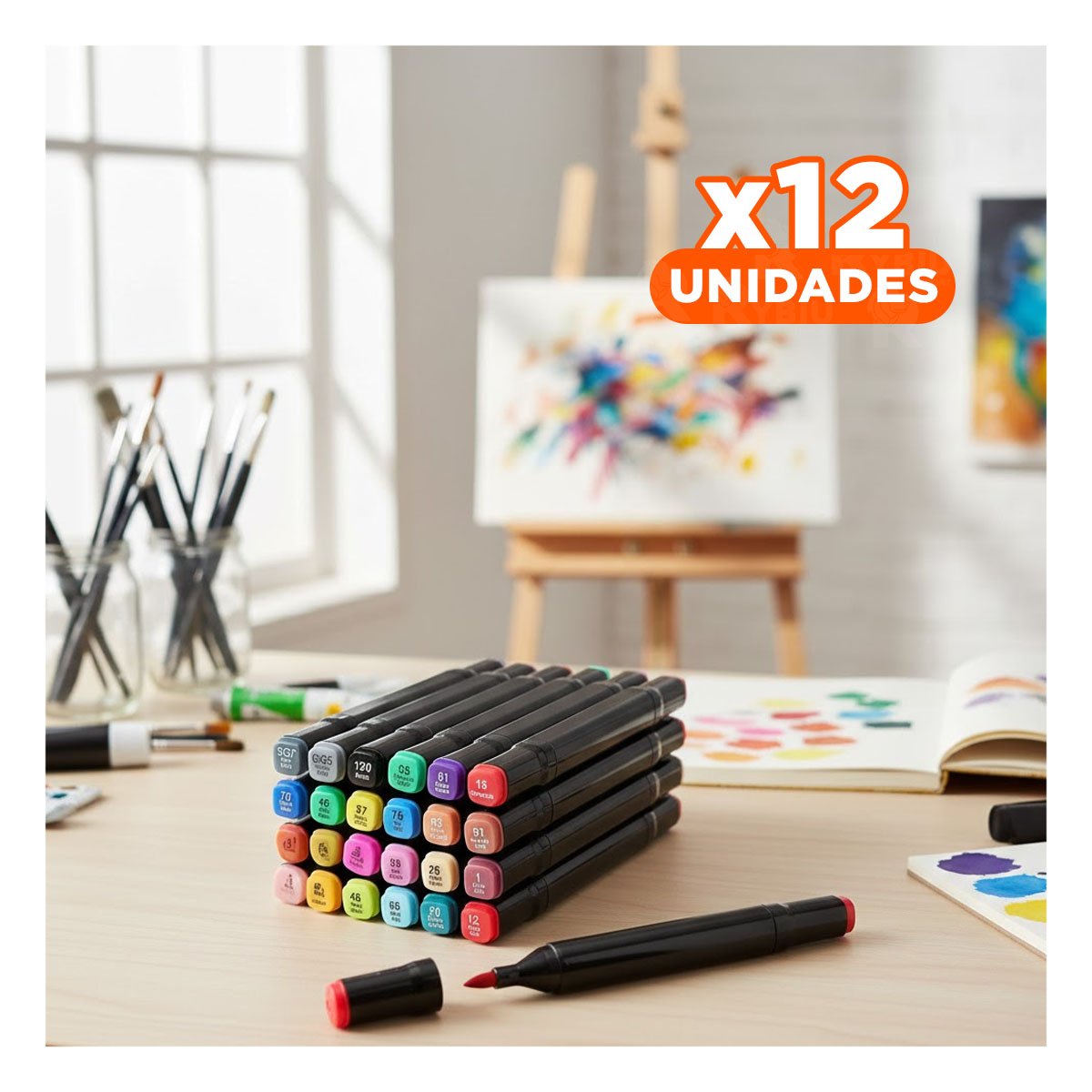 PACK12 ESTUCHE DOBLE PUNTA LETTERING ARTISTICO 24 UNIDADES TOUCH - 1