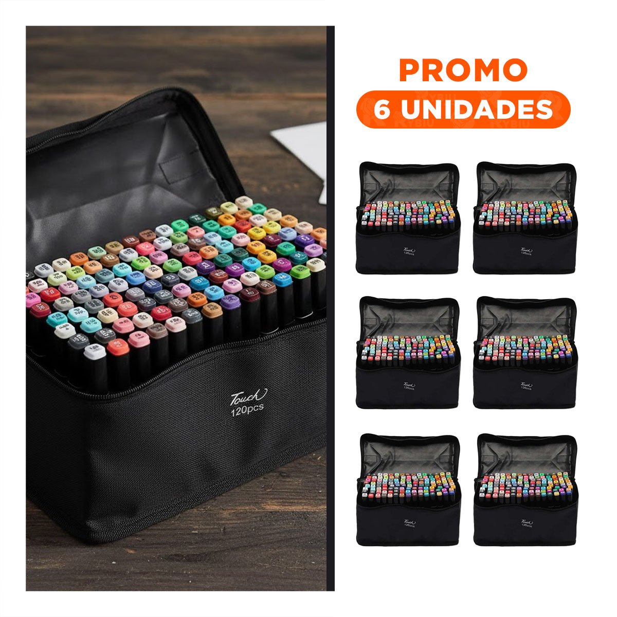 PACK6 KIT DOBLE PUNTA LETTERING ARTISTICO 120 UNIDADES TOUCH - 1