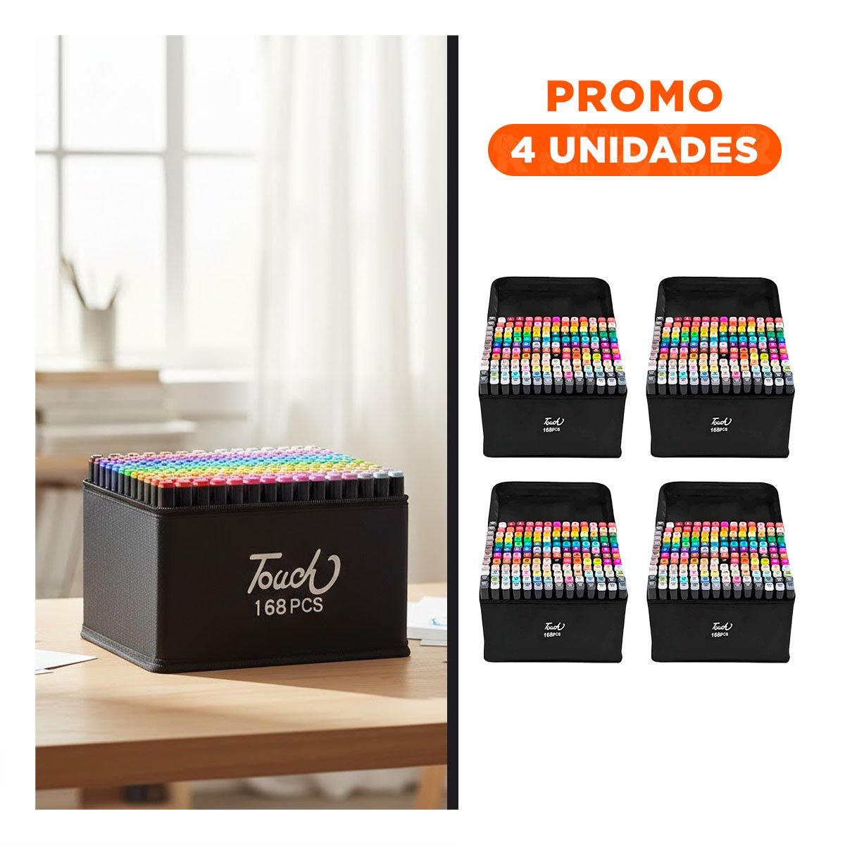 PACK4 SET DOBLE PUNTA LETTERING ARTISTICO 168 UNIDADES TOUCH Y+REGALO STICKER - 1