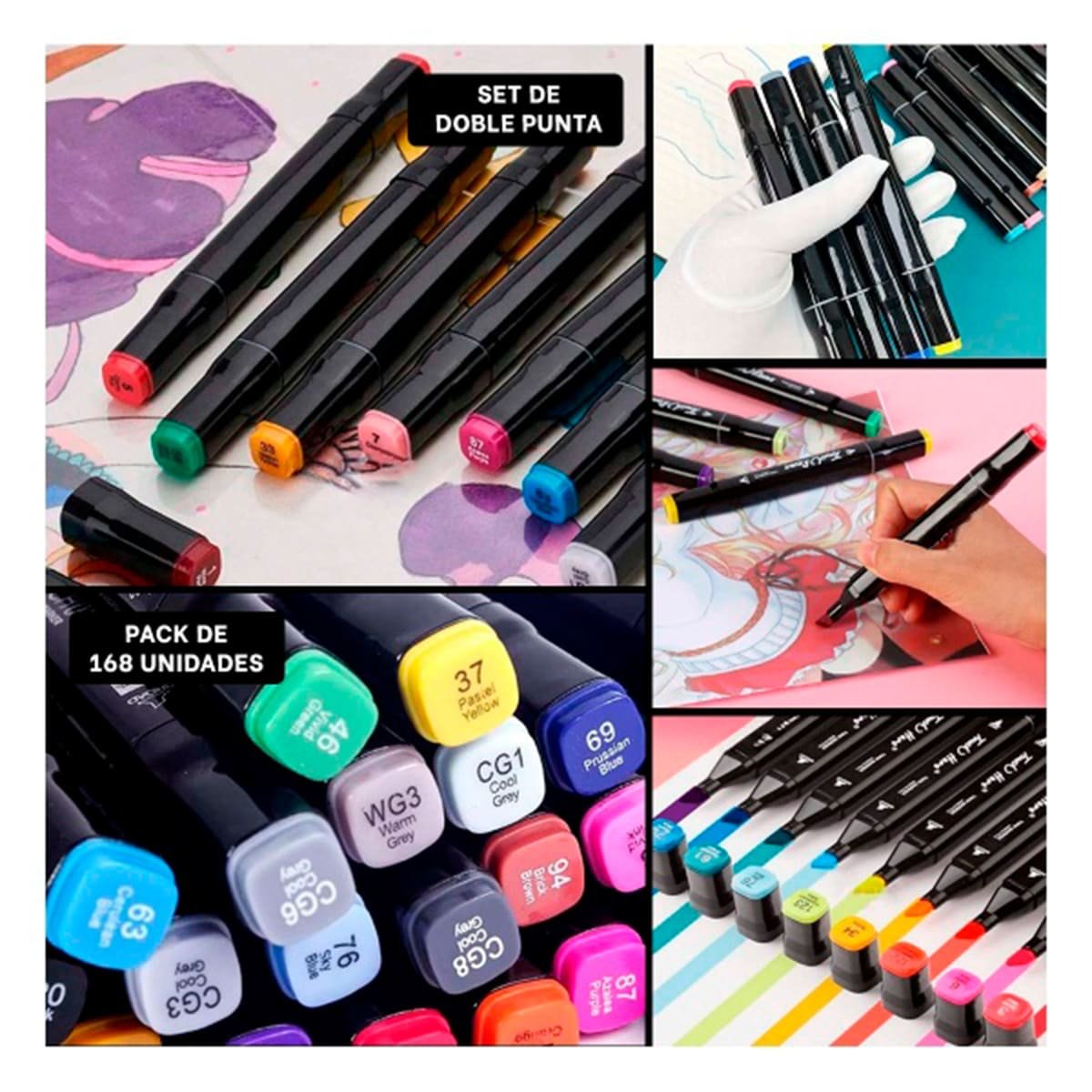 PACK4 SET DOBLE PUNTA LETTERING ARTISTICO 168 UNIDADES TOUCH Y+REGALO STICKER - 2
