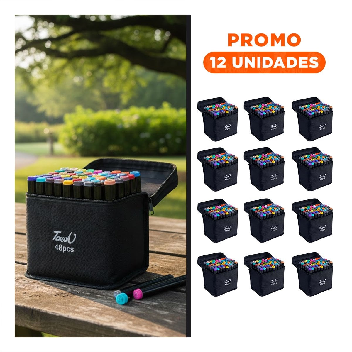 PACK12 PLUMONES TOUCH LETTERING ARTISTICO 48 UNIDADES DOBLE PUNTA Y+REGALO STICKER - 1