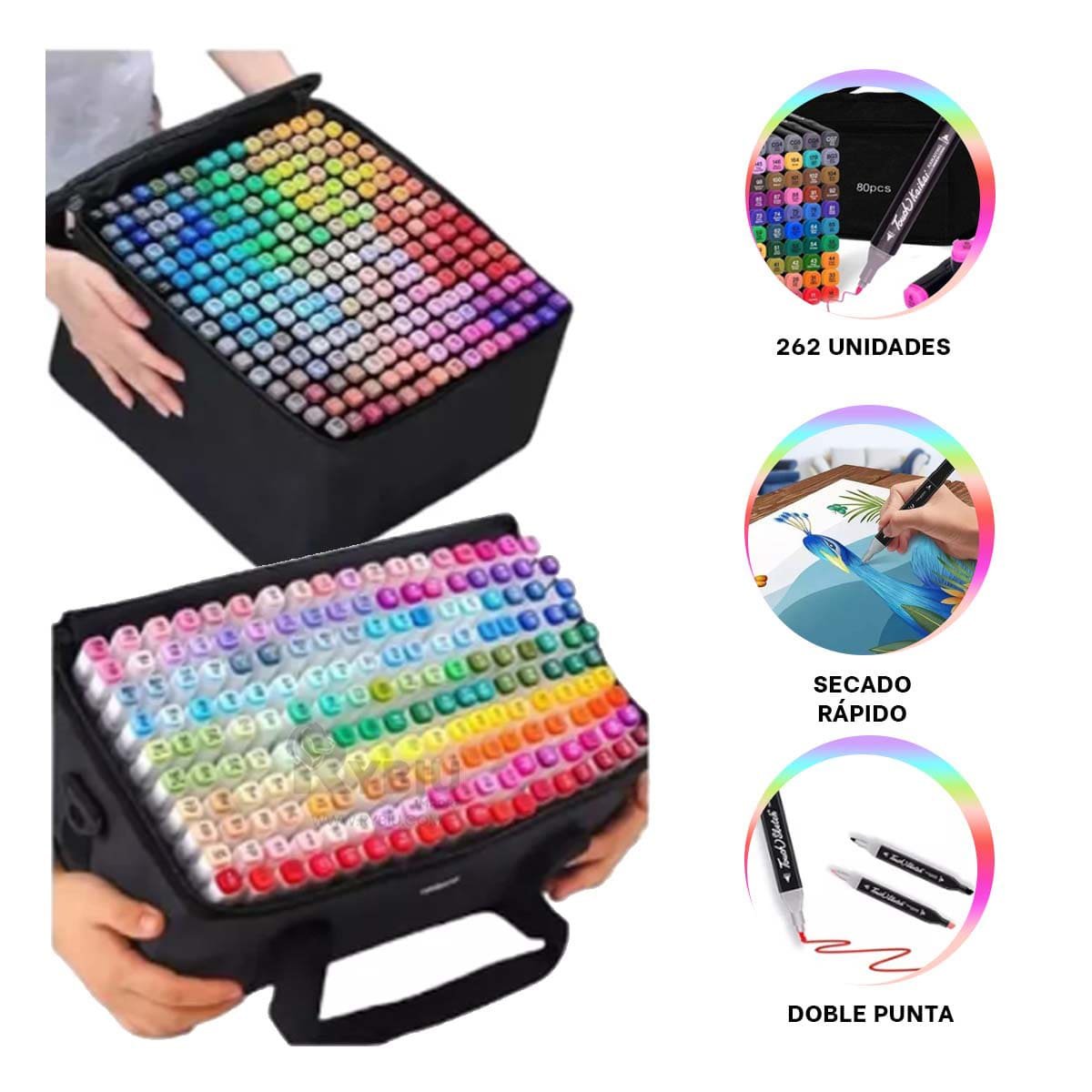 PLUMONES PROFESIONALES LETTERING 262 UNIDADES DOBLE PUNTA TOUCH - 3