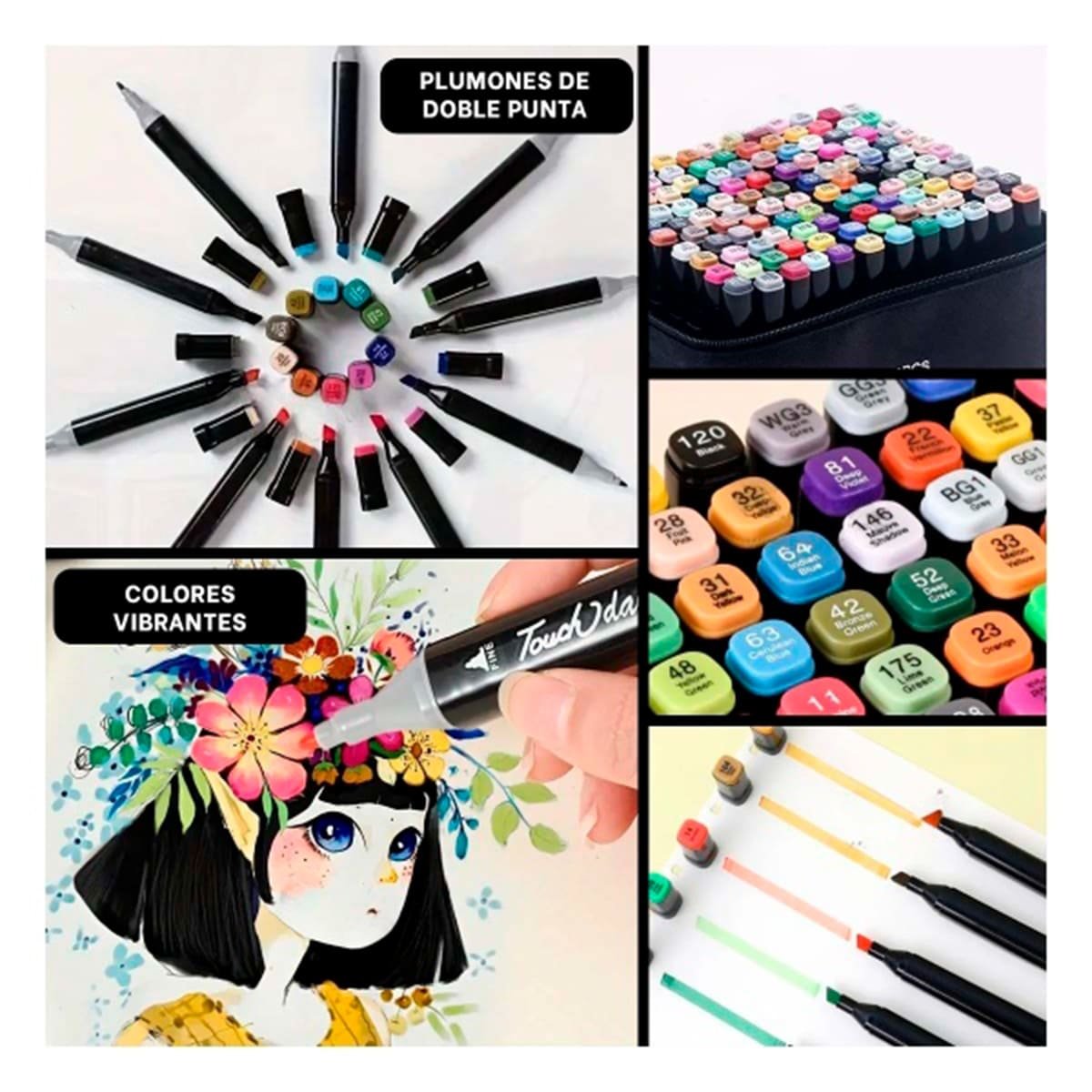 PLUMONES PROFESIONALES LETTERING 262 UNIDADES DOBLE PUNTA TOUCH - 5
