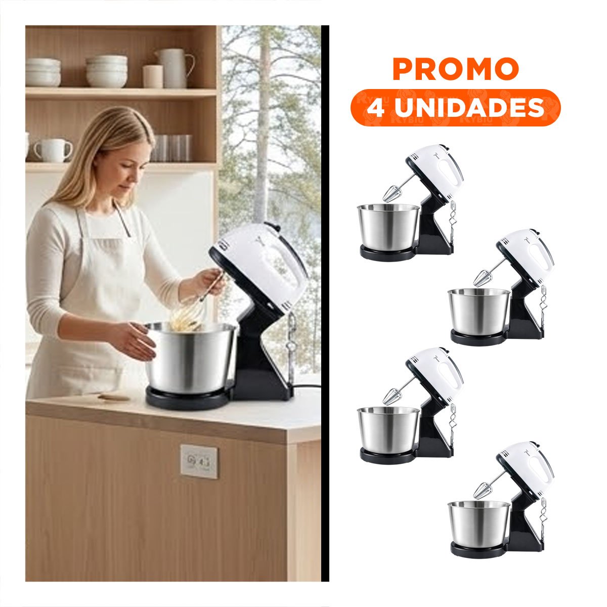 PACK4 AMASADOR DE COCINA 2L 260W BOMA PARA REPOSTERIA CASERA Y+REGALO STICKER - 1