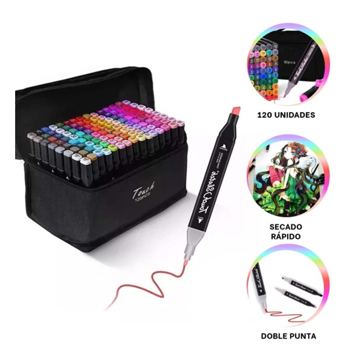 PLUMONES PROFESIONALES LETTERING 120 UNIDADES DOBLE PUNTA TOUCH - 3