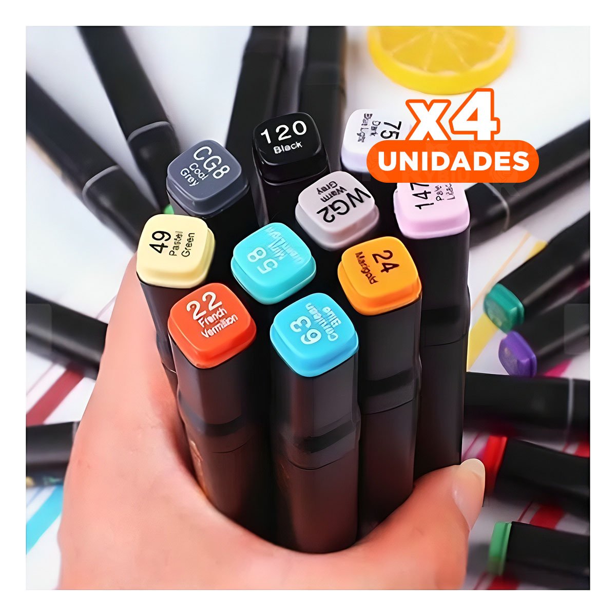 PACK4 PLUMONES DOBLE PUNTA LETTERING ARTISTICO 120 UNIDADES TOUCH - 1