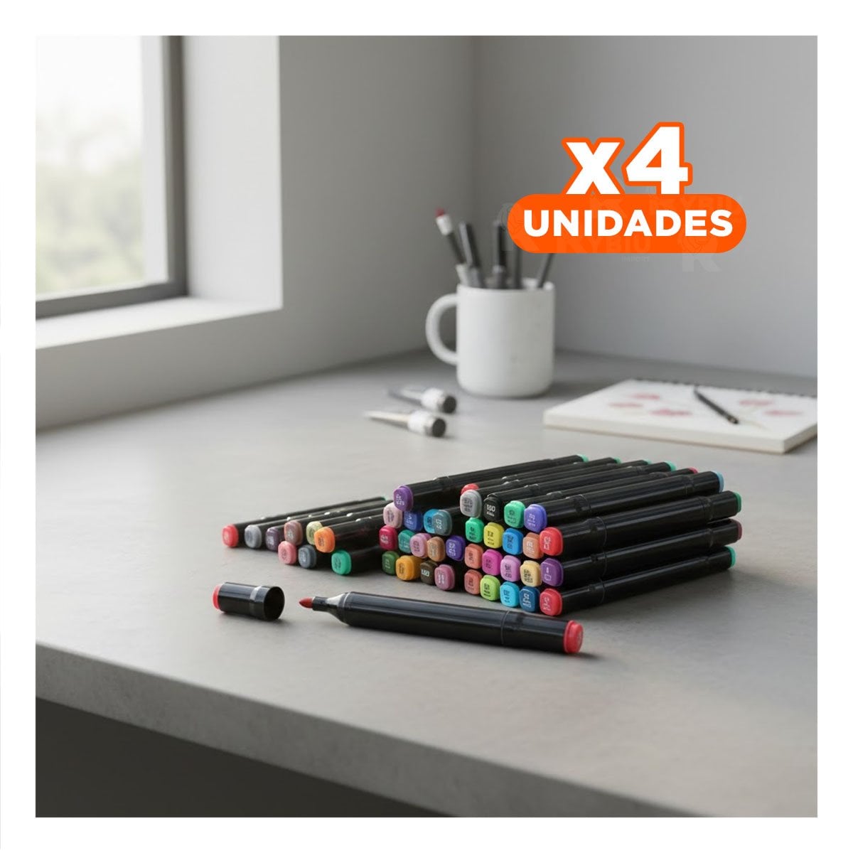 PACK4 PLUMONES DOBLE PUNTA LETTERING ARTISTICO 48 UNIDADES TOUCH - 1