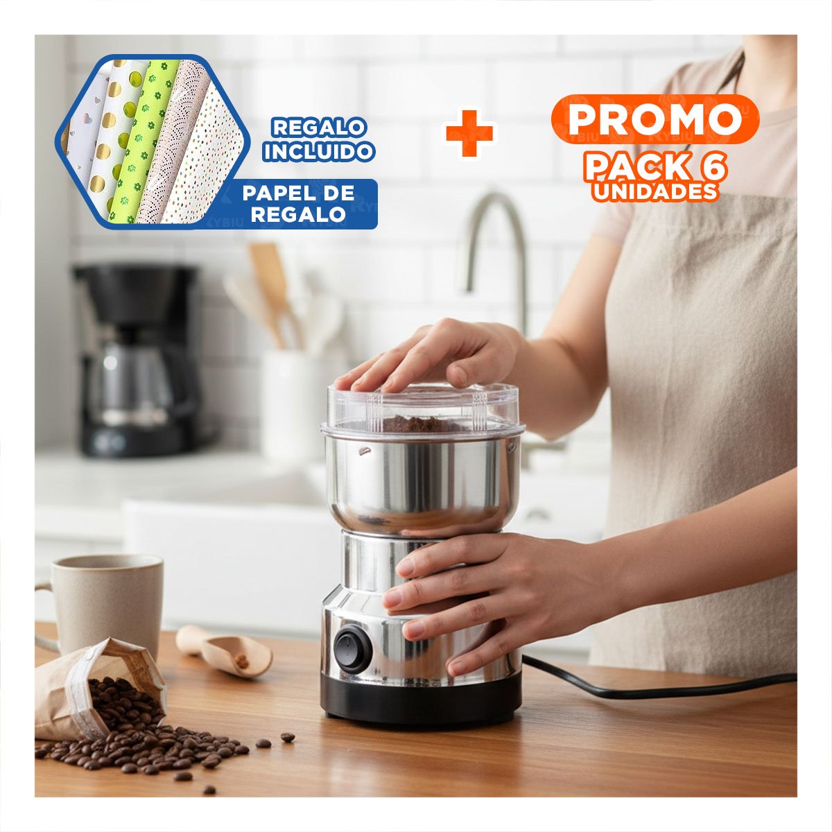 PACK6 PICADOR ELECTRICO COMPACTO Y FUNCIONAL PARA COCINA Y+PAPEL REGALO - 1
