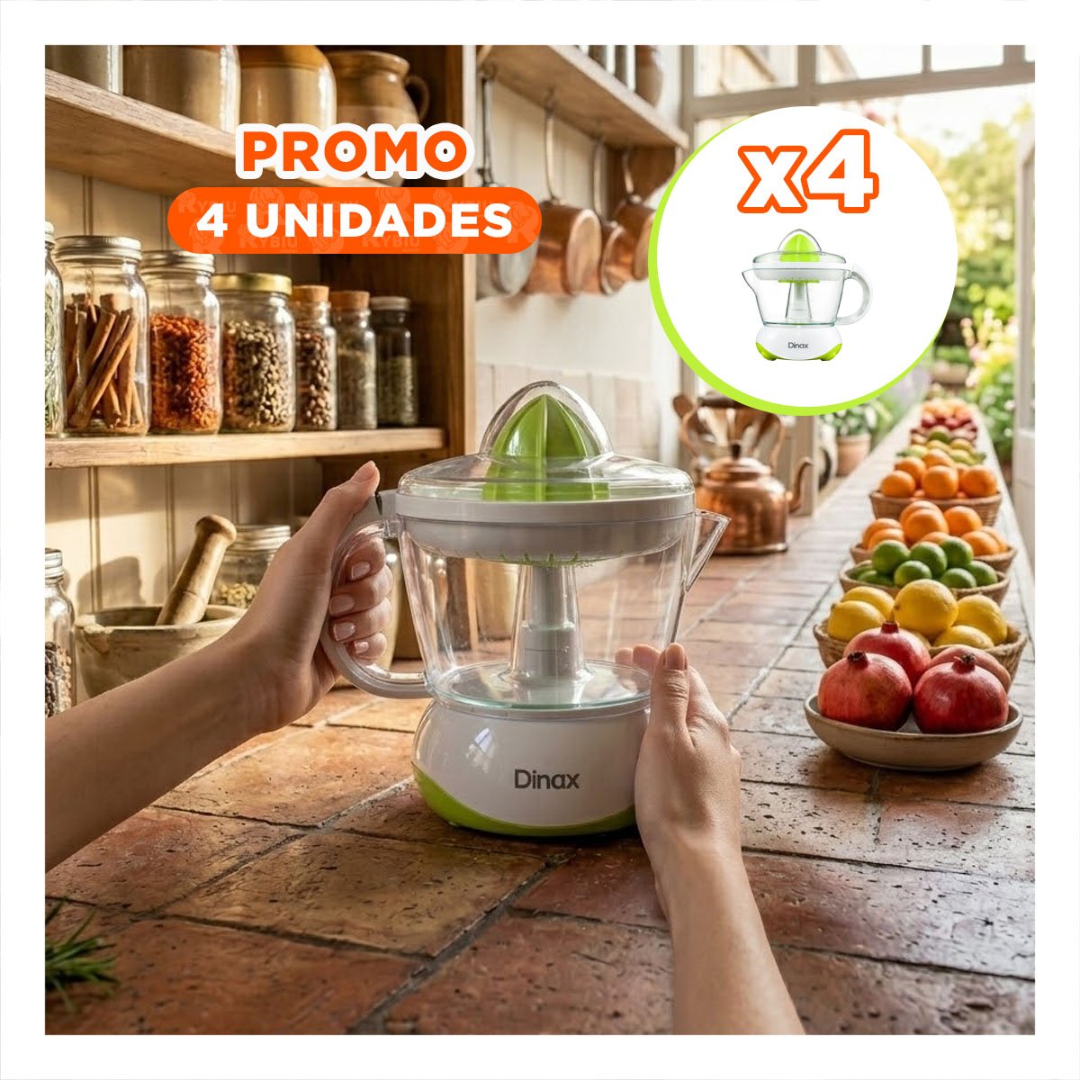 PACK4 PRENSA ELECTRICA BLANCO BOMA 1200ML PARA JUGOS NATURALES - 1
