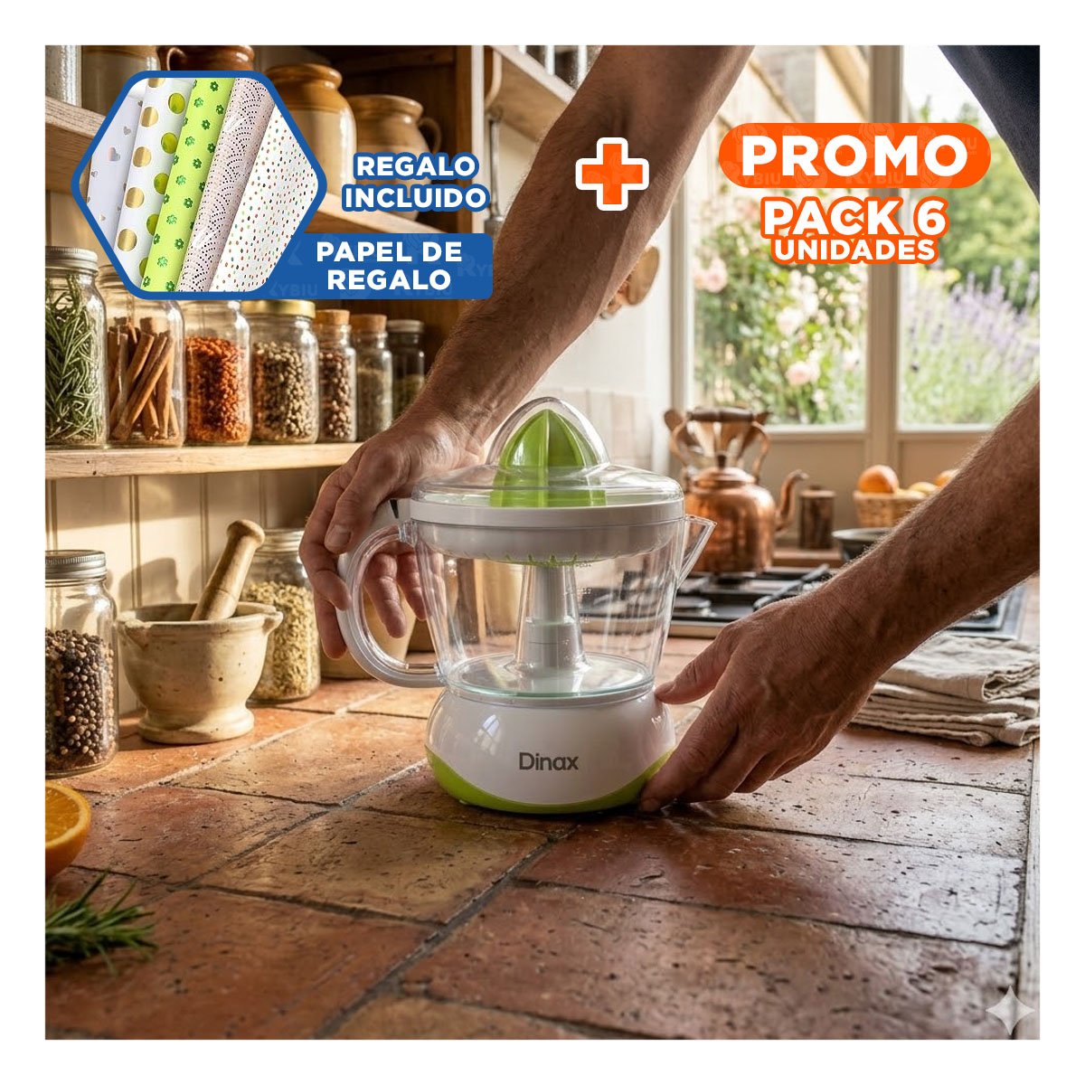 PACK6 JUGUERA DE COCINA ELECTRICA 1200ML BLANCO BOMA Y+PAPEL REGALO - 1
