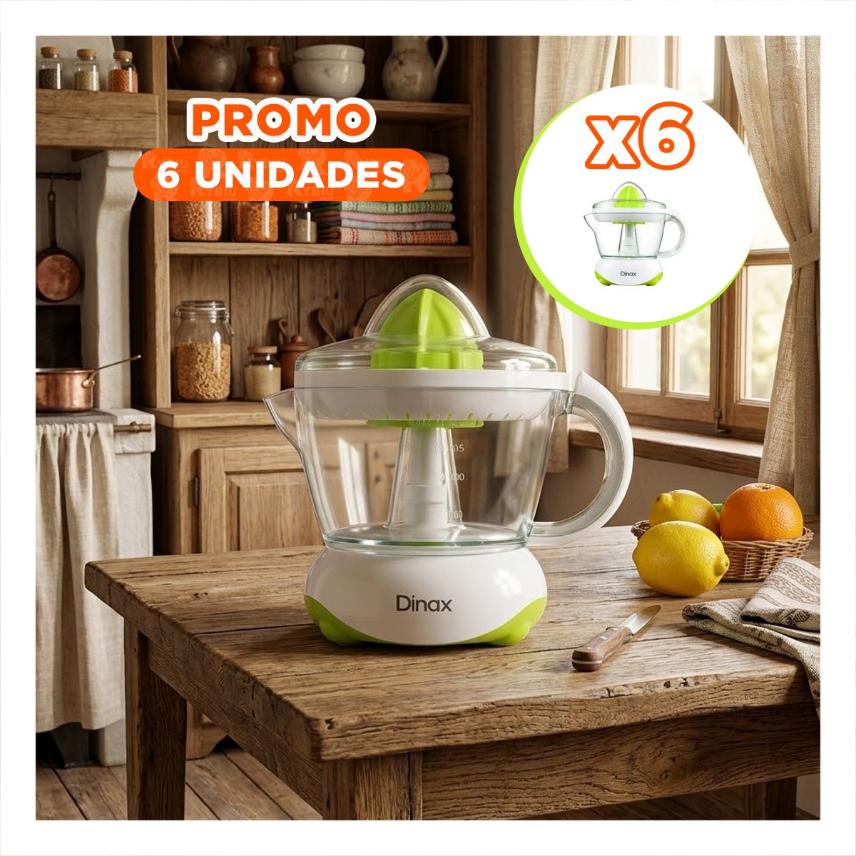 PACK6 PRENSA DE COCINA ELECTRICA 1200ML BLANCO BOMA Y+REGALO STICKER - 1