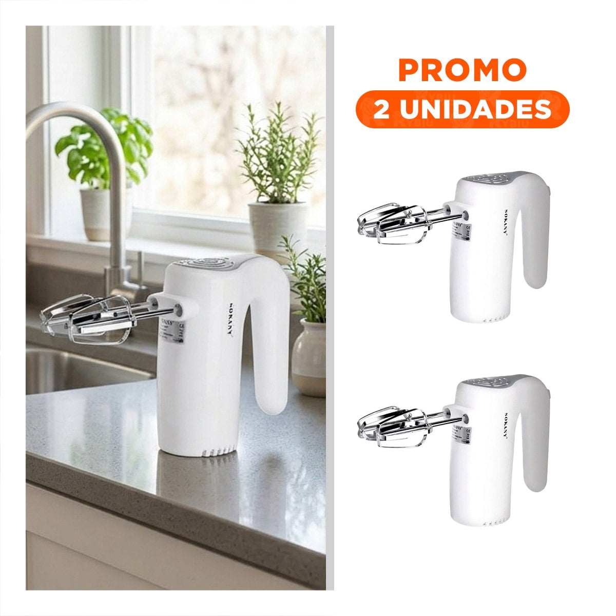 PACK2 APARATO ELECTRICO DE COCINA PARA MEZCLAR Y BATIR EN CASA - 1