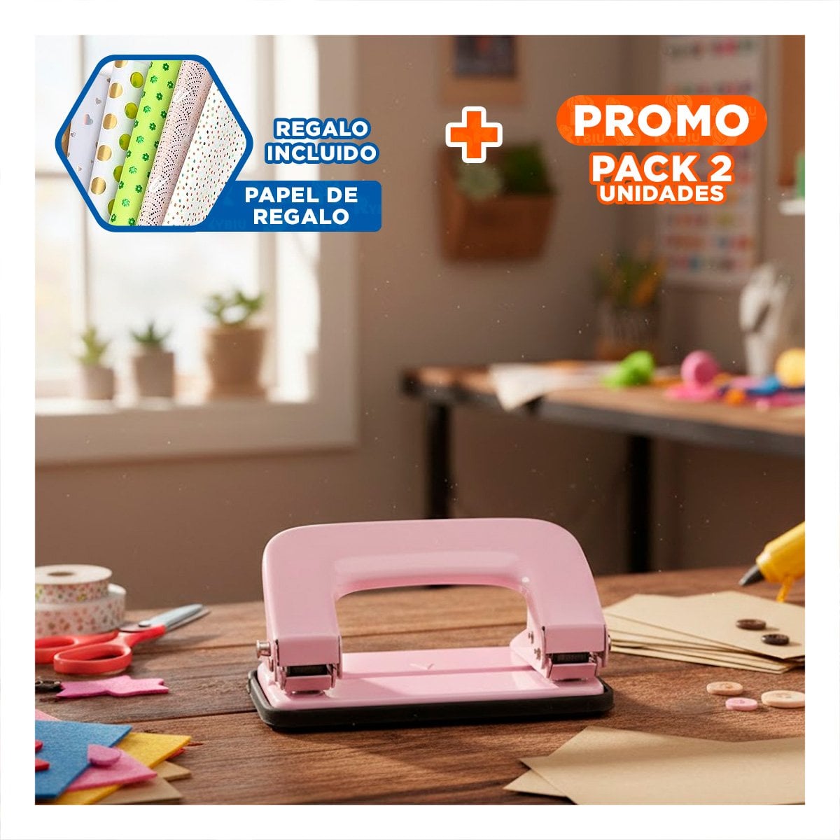 PACK2 RESISTENTE ROSADO BEBE PARA 11 HOJAS OFICINA ESCOLAR Y+PAPEL REGALO - 1