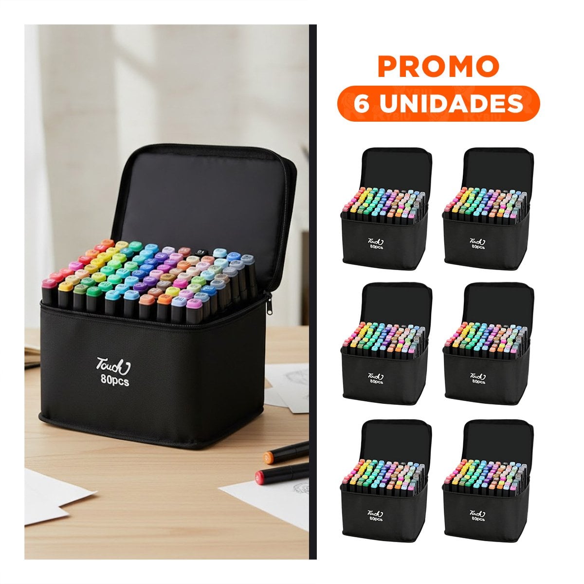 PACK6 KIT DOBLE PUNTA LETTERING ARTISTICO 80 UNIDADES TOUCH - 1