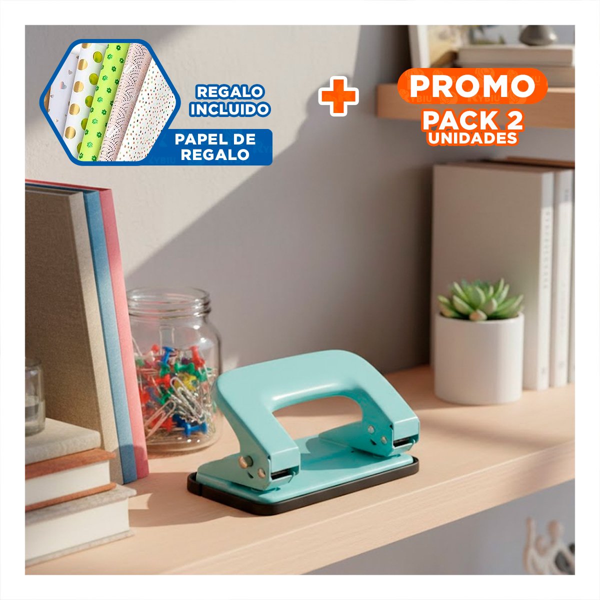 PACK2 RESISTENTE CELESTE BEBE PARA 11 HOJAS OFICINA ESCOLAR Y+PAPEL REGALO - 1