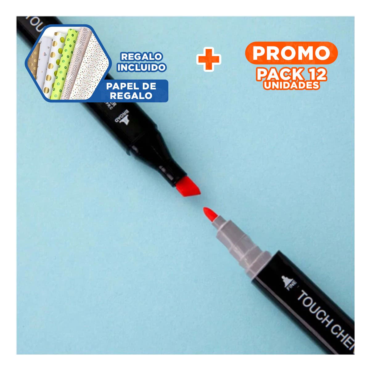 PACK12 MARCADORES TOUCH LETTERING ARTISTICO 24 UNIDADES DOBLE PUNTA Y+PAPEL REGALO - 1
