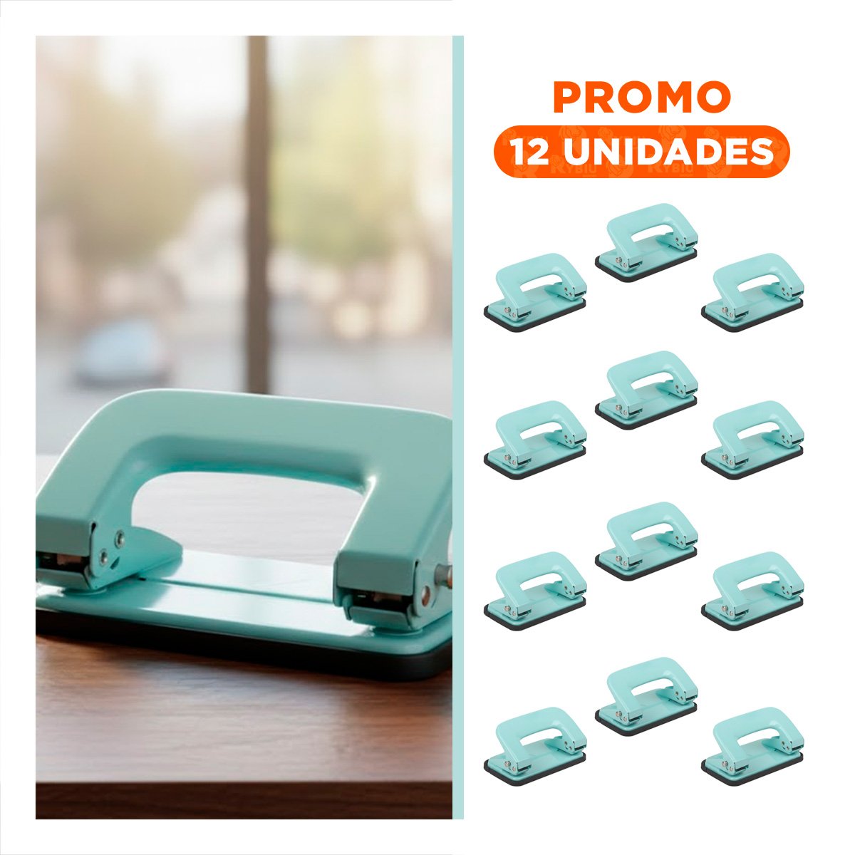 PACK12 PERFORADO VERDE BEBE PARA 11 HOJAS OFICINA Y+REGALO STICKER - 1