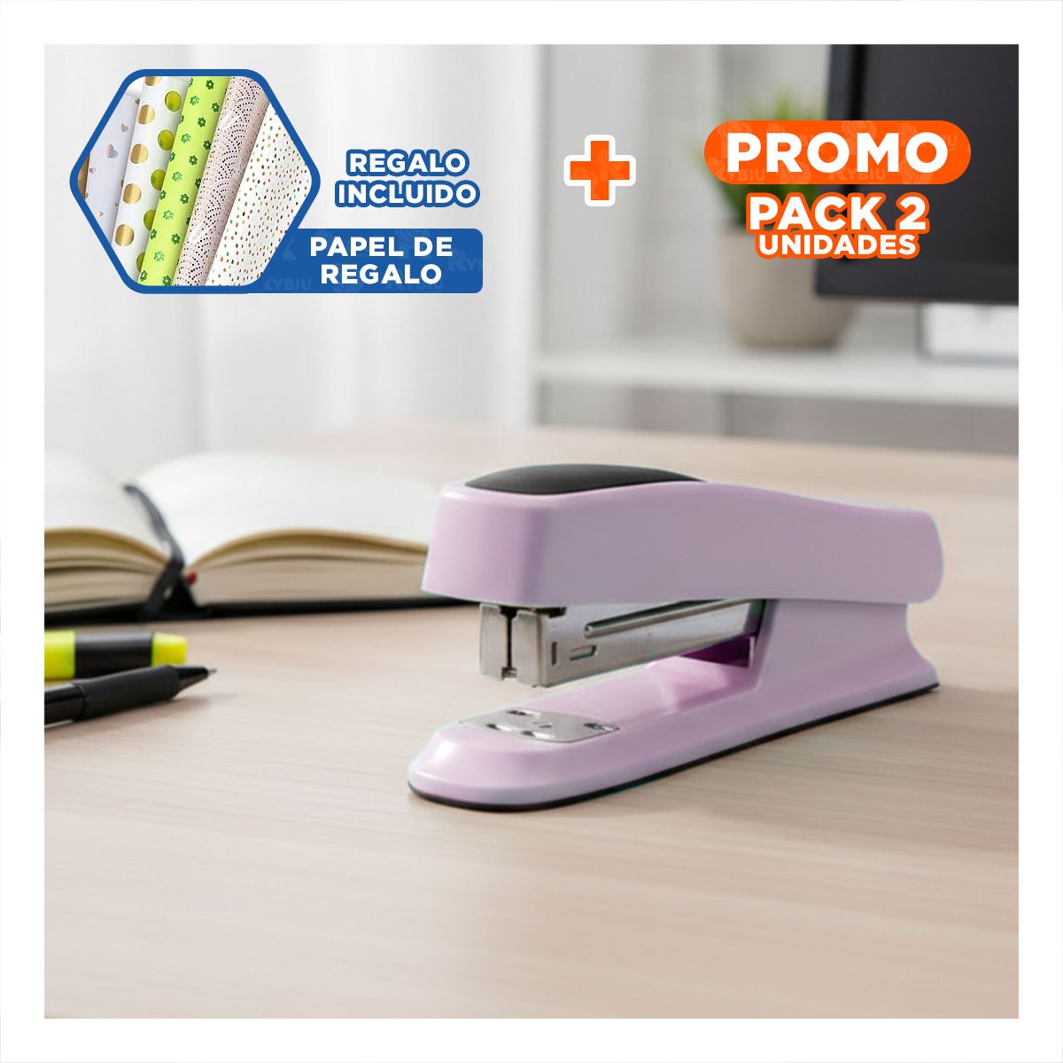 PACK2 PRACTICO ROSADO BEBE PARA 35 HOJAS OFICINA ESCRITORIO Y+PAPEL REGALO - 1