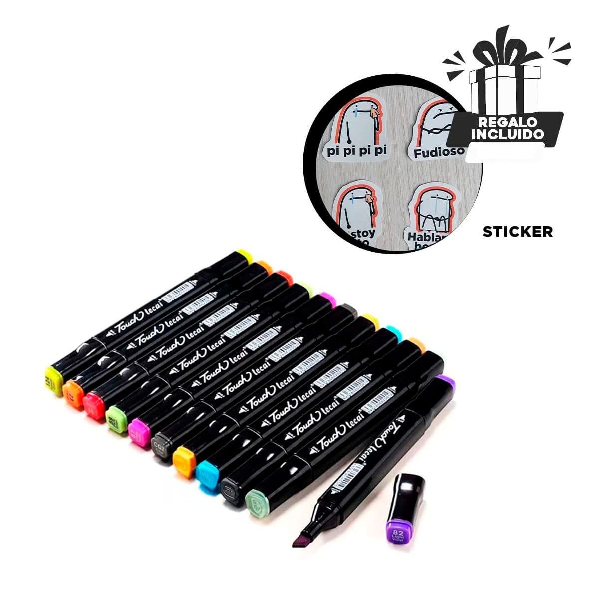 SET PROFESIONAL LETTERING ARTISTICO 24 UNIDADES DOBLE PUNTA TOUCH Y+REGALO STICKER - 1