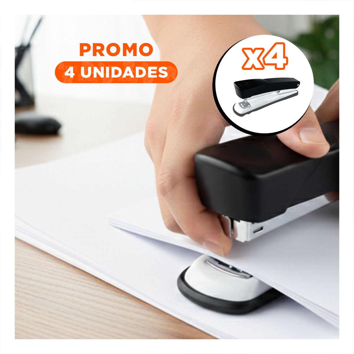 PACK4 DURADERO NEGRO PARA 35 HOJAS OFICINA ESCRITORIO - 1