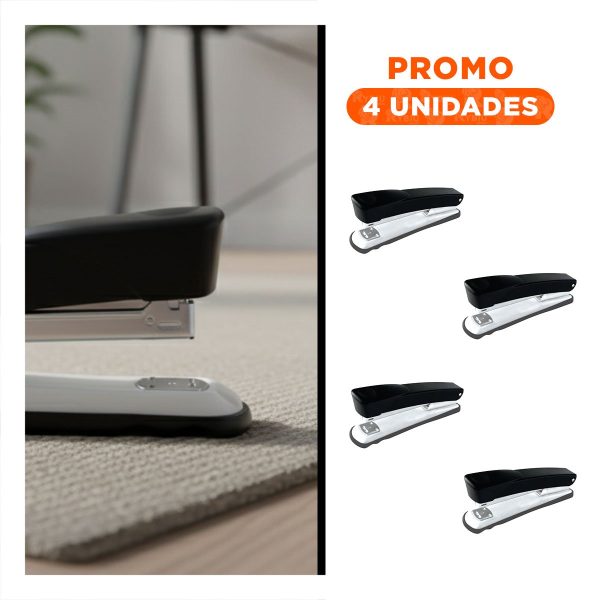PACK4 FUNCIONAL NEGRO PARA 35 HOJAS OFICINA ESCRITORIO Y+REGALO STICKER - 1