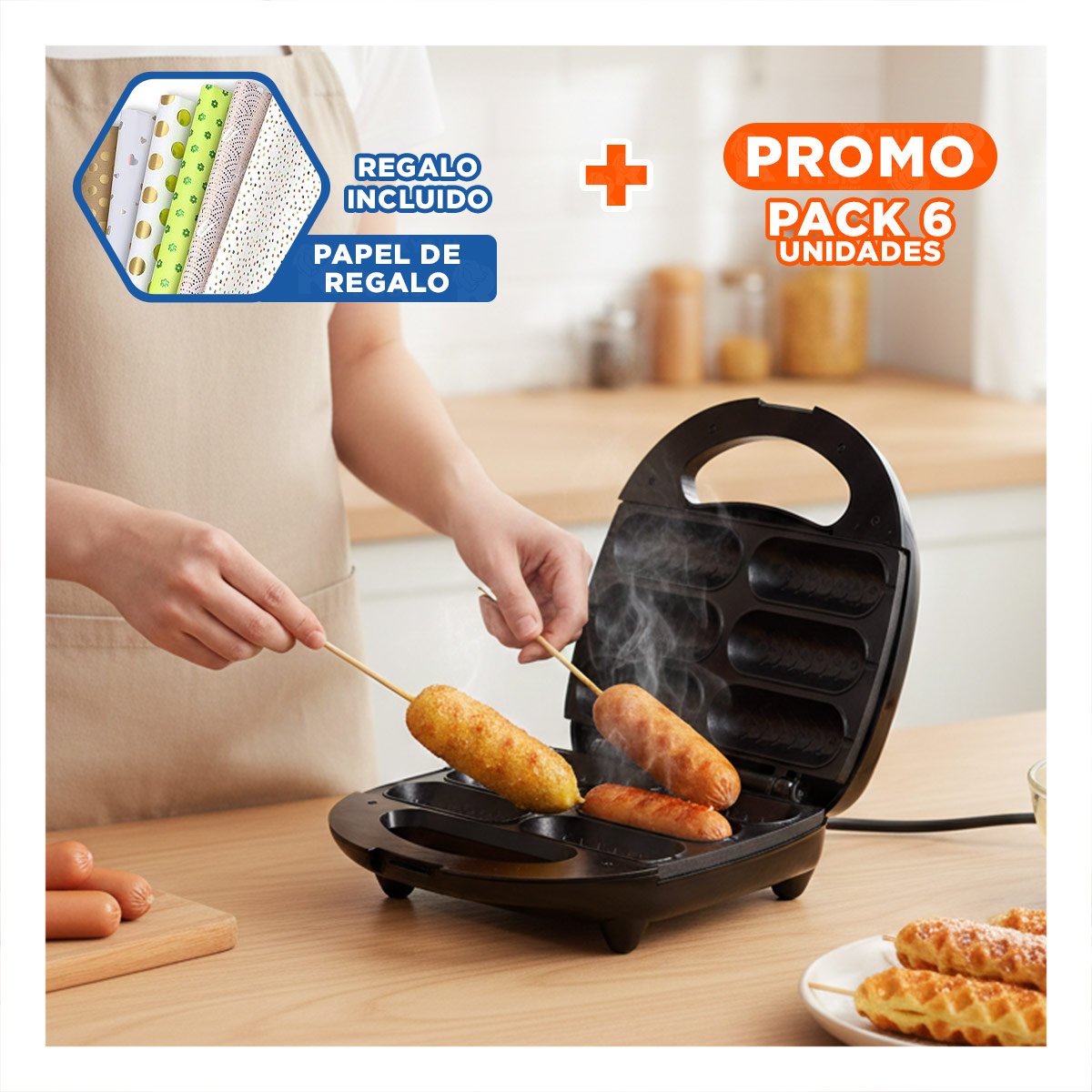 PACK6 COCINADOR PRACTICO RAF NEGRO TECNOLOGIA PORTATIL Y+PAPEL REGALO - 1