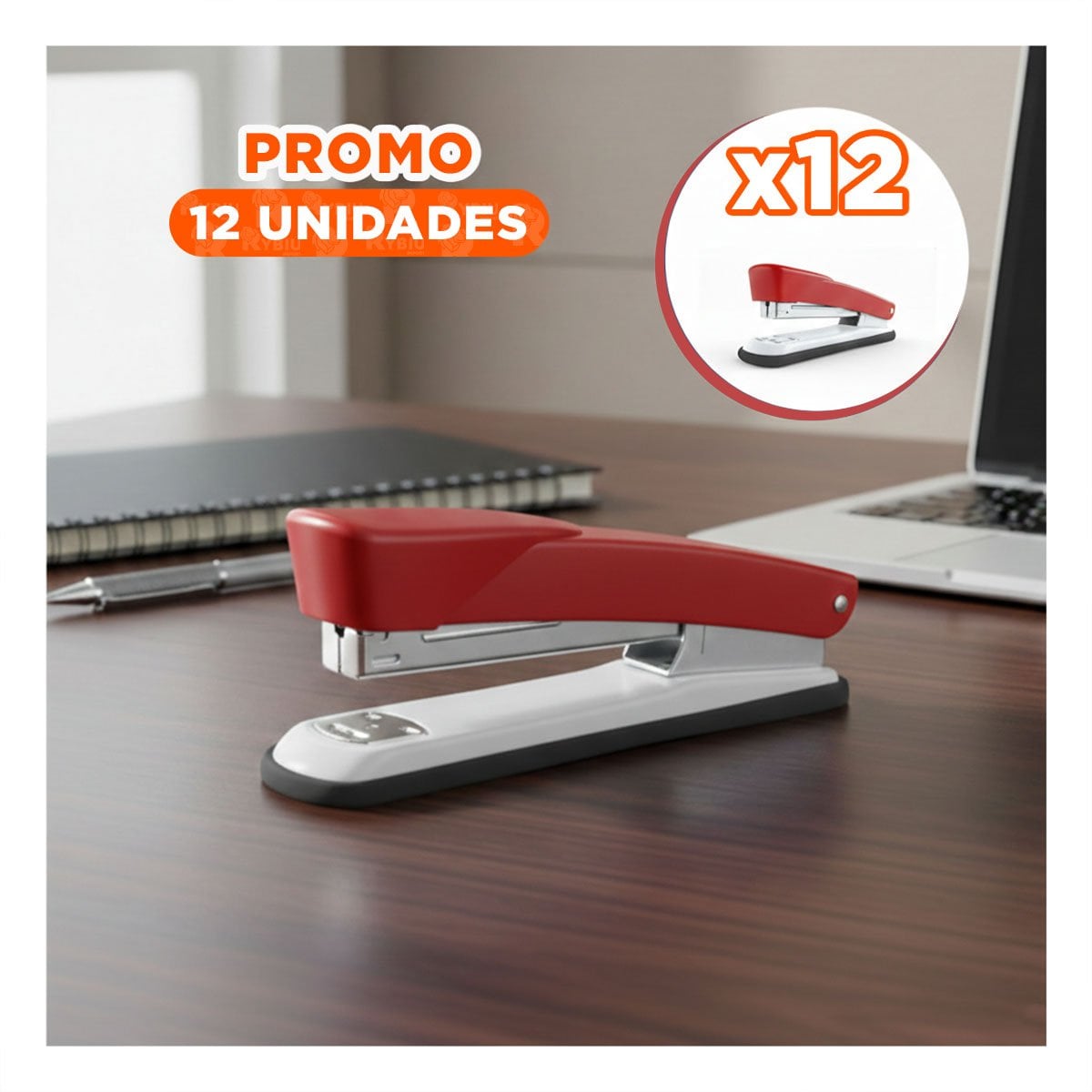 PACK12 PAPELERIA ROJO PARA 35 HOJAS OFICINA TRABAJO - 1