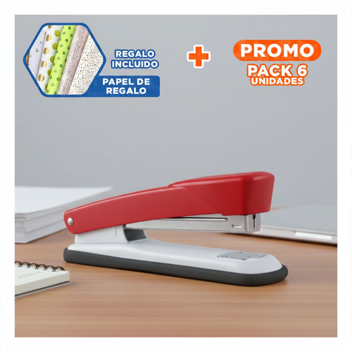 PACK6 OFICINA ROJO PARA 35 HOJAS USO PROFESIONAL Y+PAPEL REGALO - 1