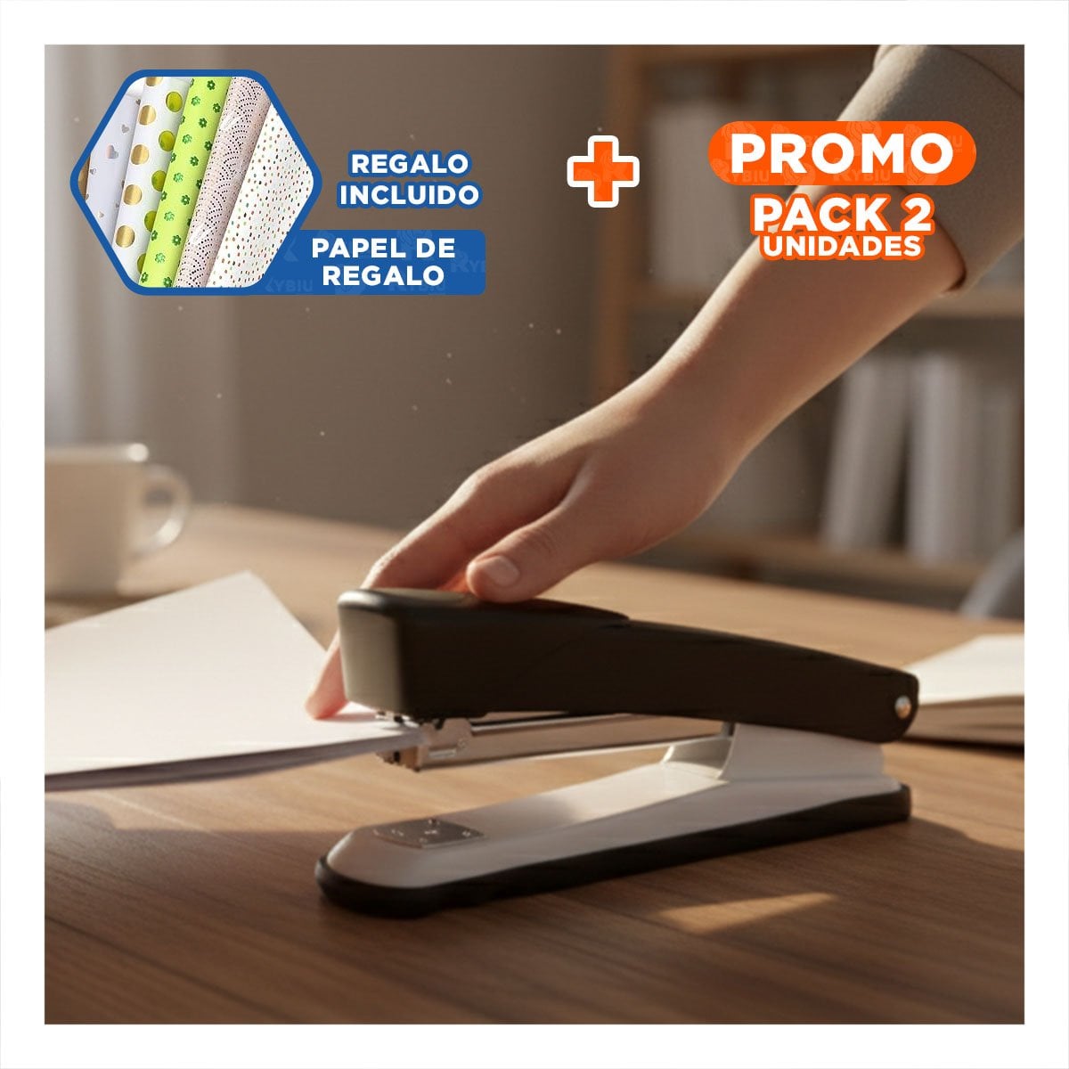 PACK2 PRACTICO NEGRO PARA 35 HOJAS OFICINA ESCRITORIO Y+PAPEL REGALO - 1
