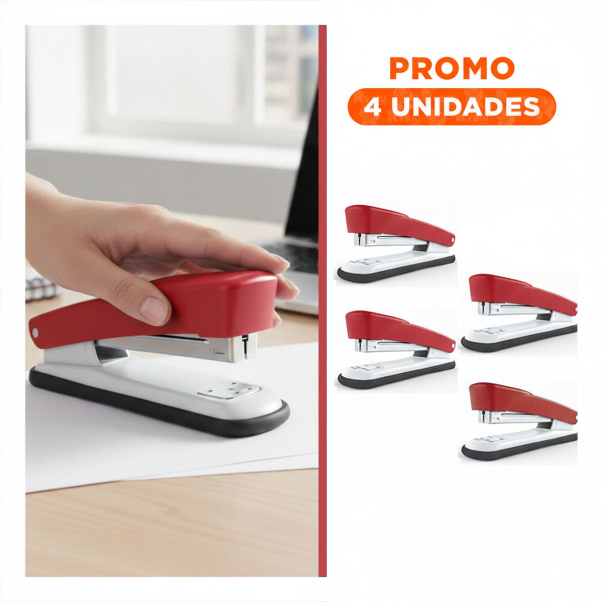 PACK4 FUNCIONAL ROJO PARA 35 HOJAS OFICINA ESCRITORIO Y+REGALO STICKER - 1