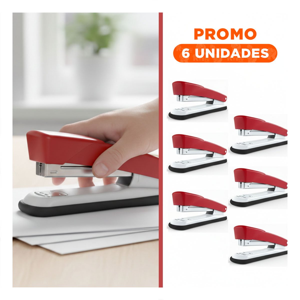 PACK6 ERGONOMICO ROJO PARA 35 HOJAS OFICINA ESCOLAR - 1