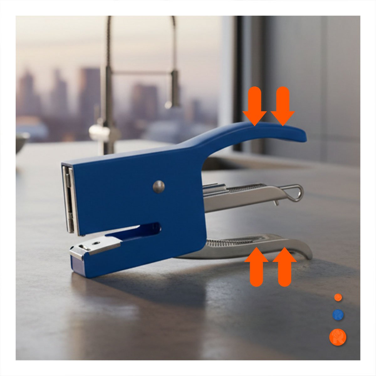 PACK6 ERGONOMICO MINI TIPO ALICATE AZUL PARA 15 HOJAS ESCRITORIO - 5