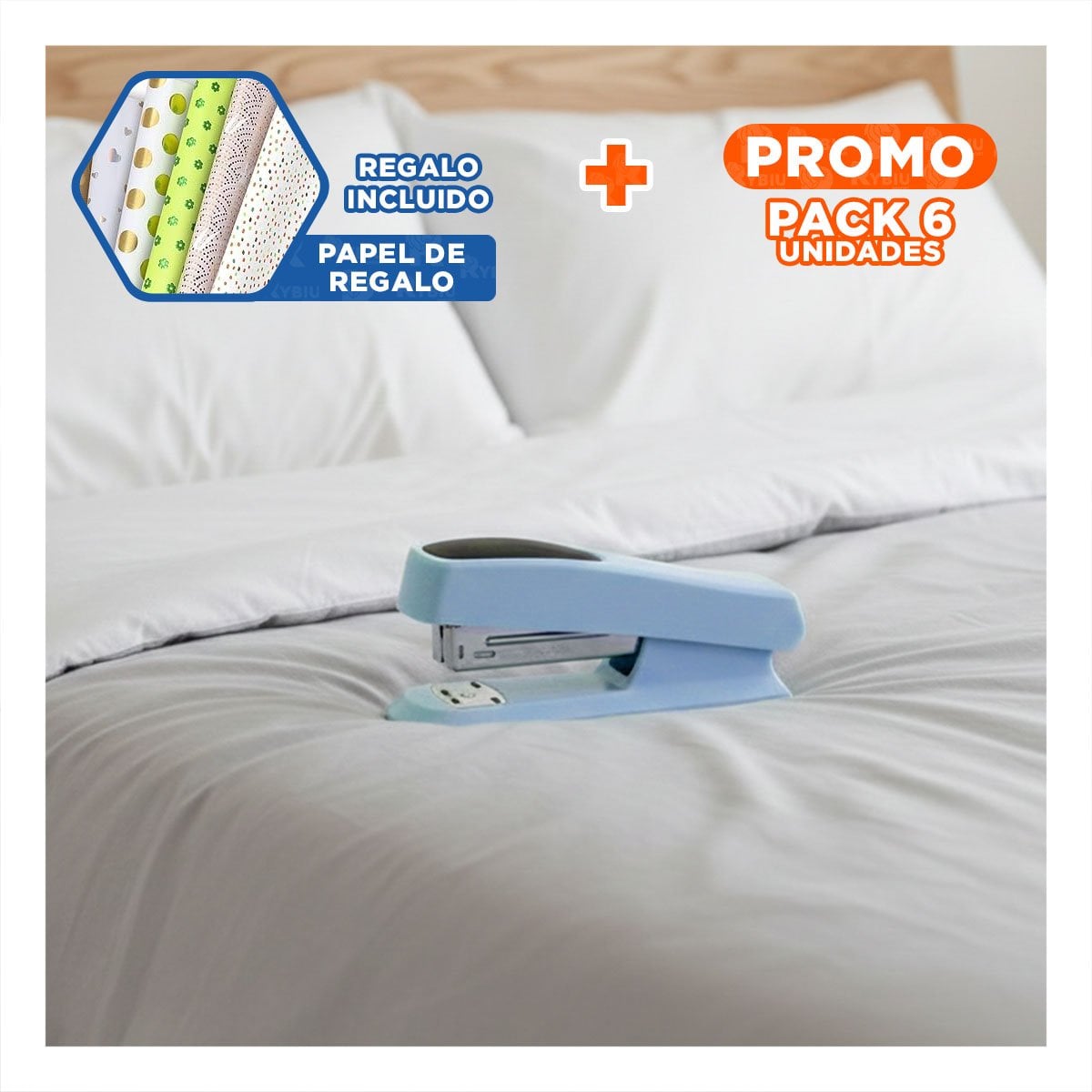 PACK6 OFICINA CELESTE BEBE PARA 35 HOJAS USO PROFESIONAL Y+PAPEL REGALO - 1