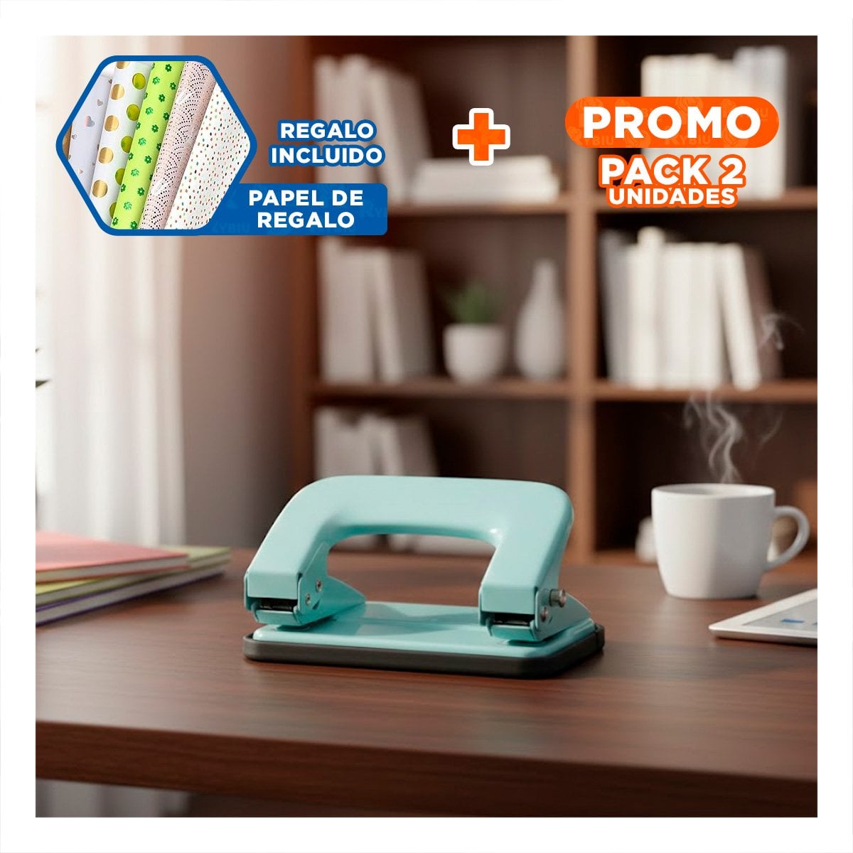 PACK2 RESISTENTE VERDE BEBE PARA 11 HOJAS OFICINA ESCOLAR Y+PAPEL REGALO - 1