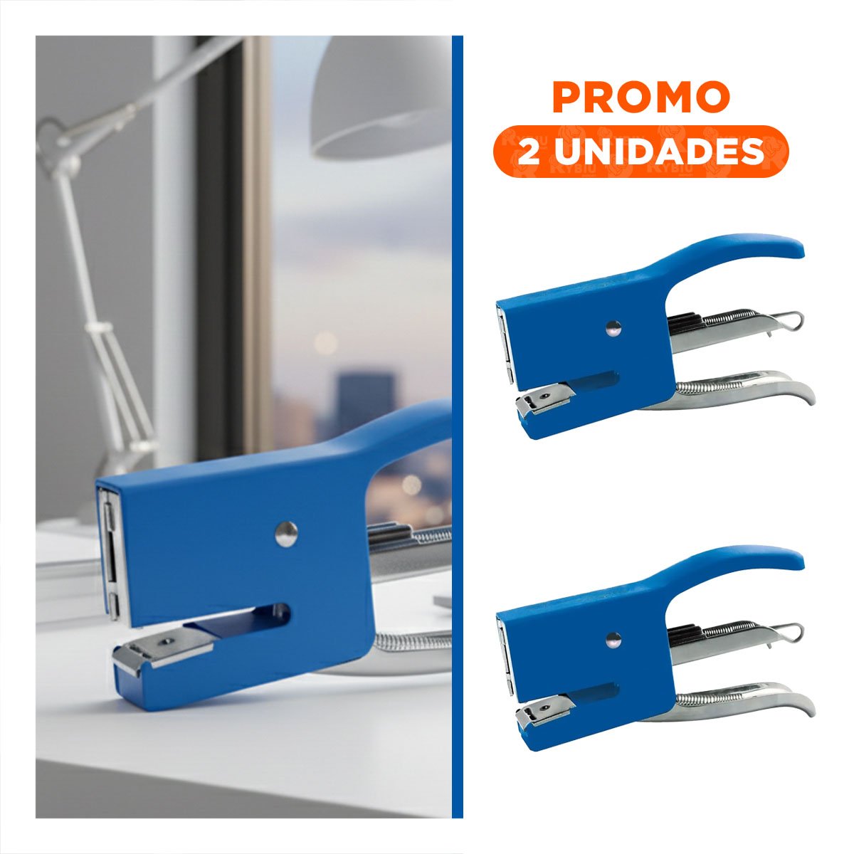 PACK2 PORTATIL MINI TIPO ALICATE AZUL PARA 15 HOJAS ESCRITORIO - 1