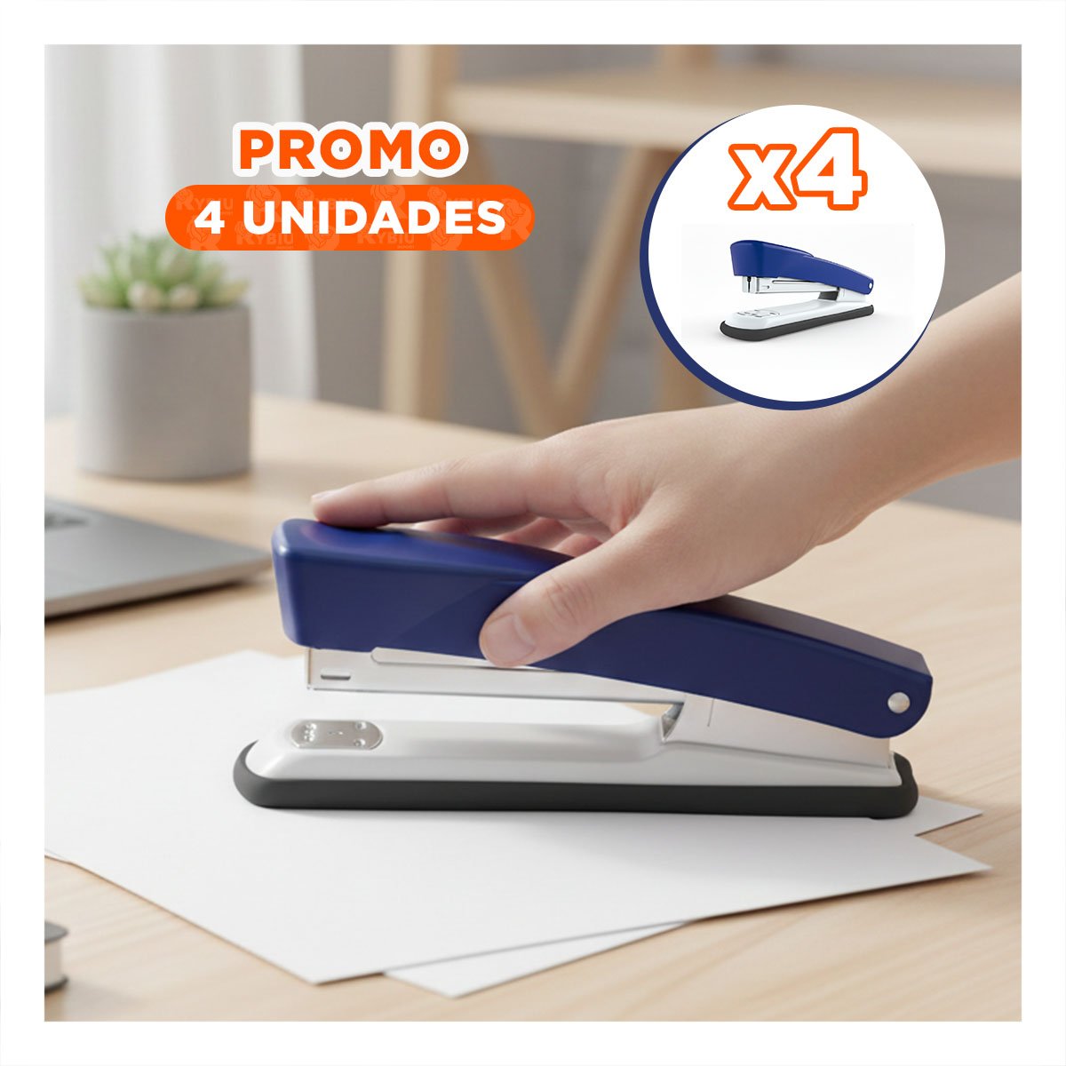 PACK4 DURADERO AZUL PARA 35 HOJAS OFICINA ESCRITORIO - 1