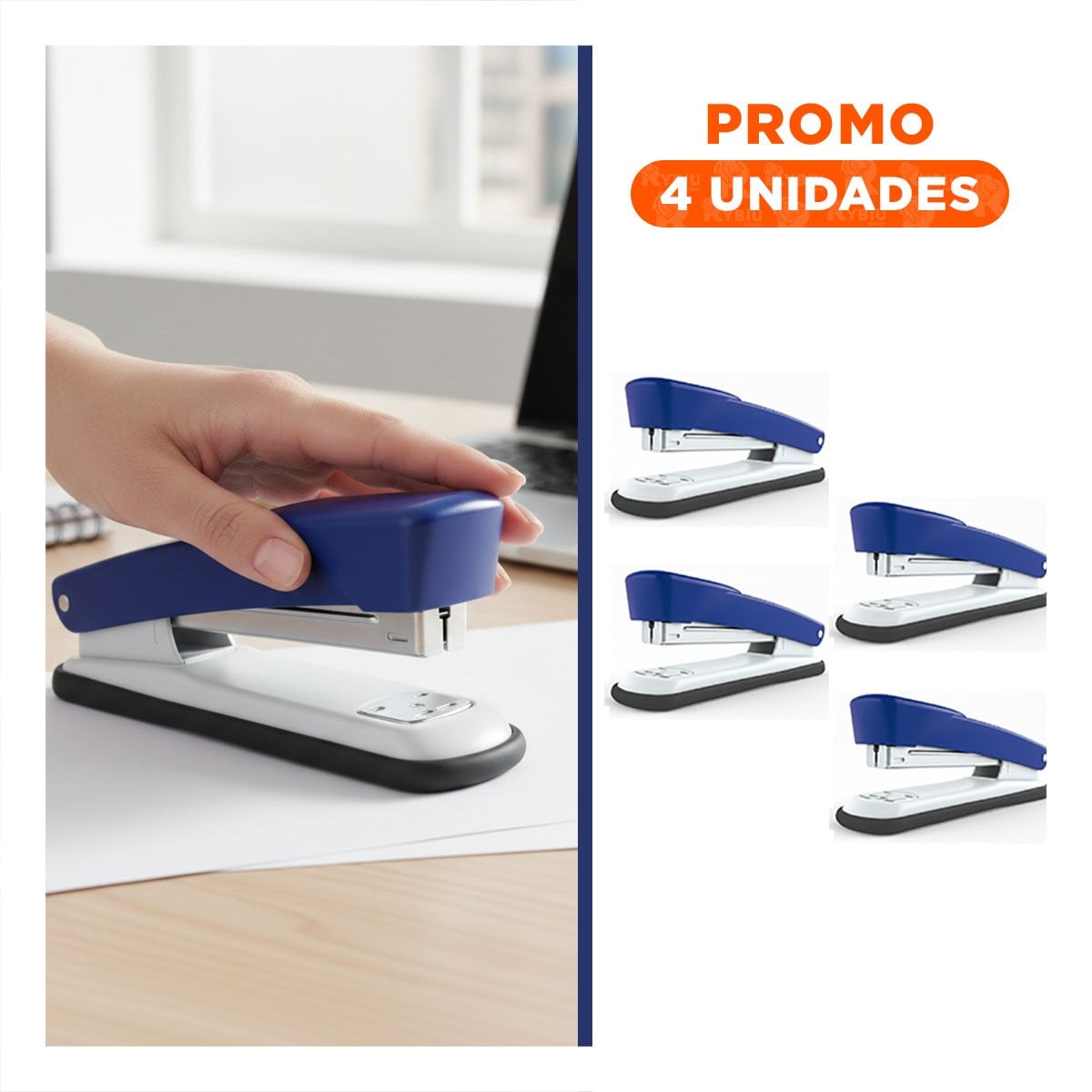 PACK4 FUNCIONAL AZUL PARA 35 HOJAS OFICINA ESCRITORIO Y+REGALO STICKER - 1
