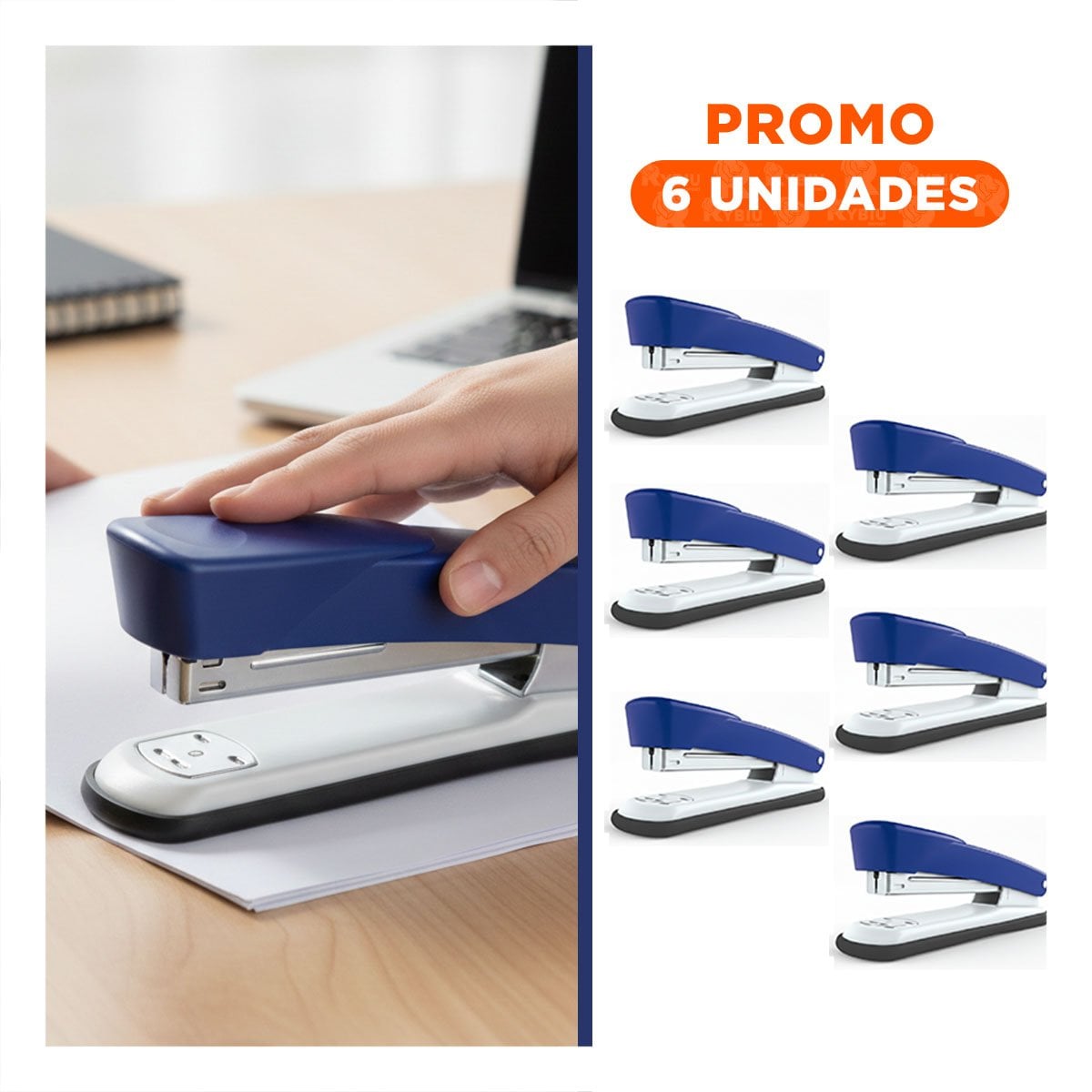 PACK6 ERGONOMICO AZUL PARA 35 HOJAS OFICINA ESCOLAR - 1