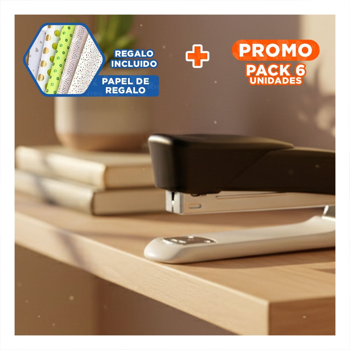 PACK6 OFICINA NEGRO PARA 35 HOJAS USO PROFESIONAL Y+PAPEL REGALO - 1