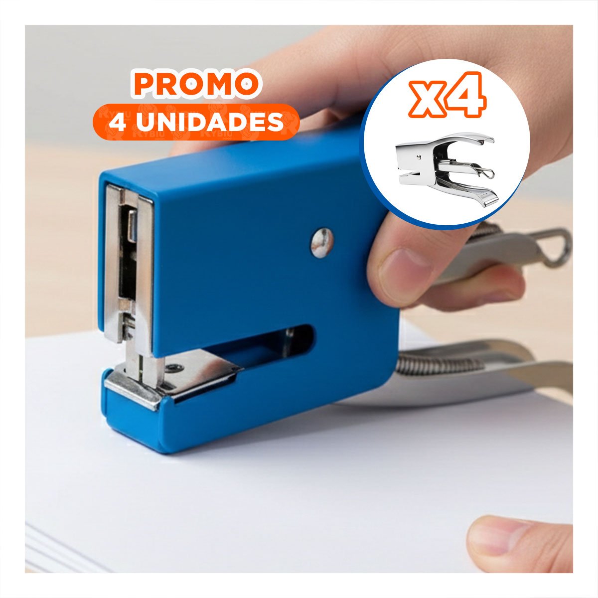 PACK4 DURADERO MINI TIPO ALICATE AZUL PARA 15 HOJAS ESCRITORIO - 1