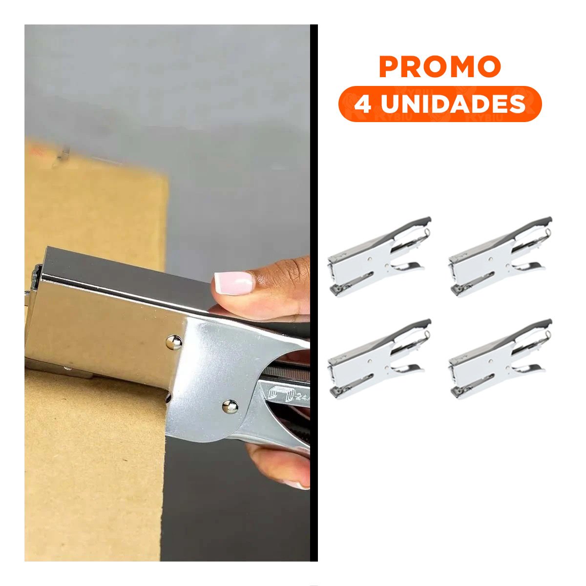 PACK4 ALICATE PROFESIONAL GRAPADORA 25 HOJAS PLATEADO Y+REGALO STICKER - 1