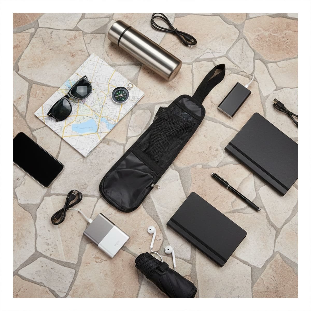 BOLSA COMPACTA ORGANIZADORA DE ASIENTO DE AUTO NEGRO CON AJUSTE Y+PAPEL REGALO - 3