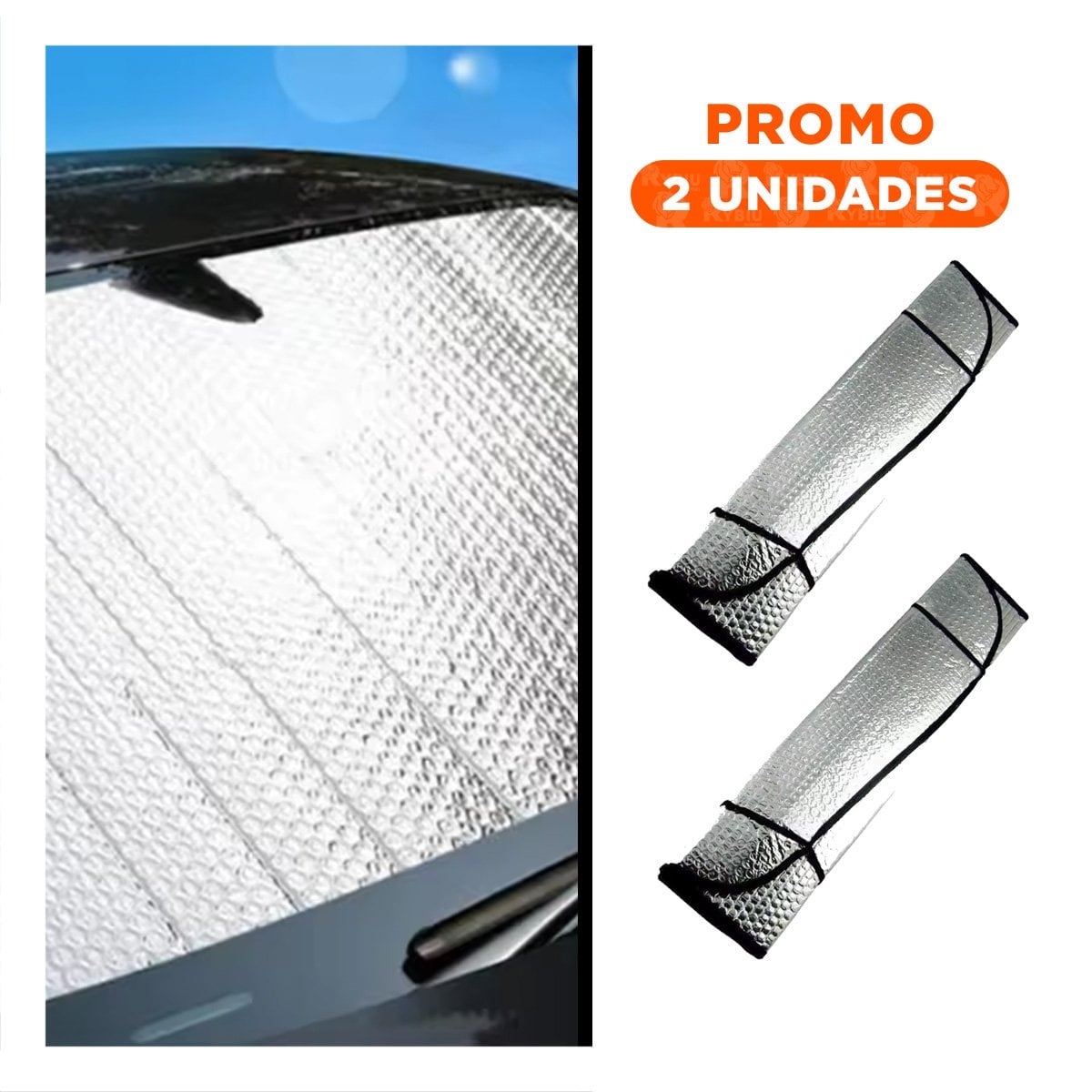 PACK2 TOLDO REFLECTIVO PARA AUTO 130X70CM CON RESGUARDO INTERIOR - 1