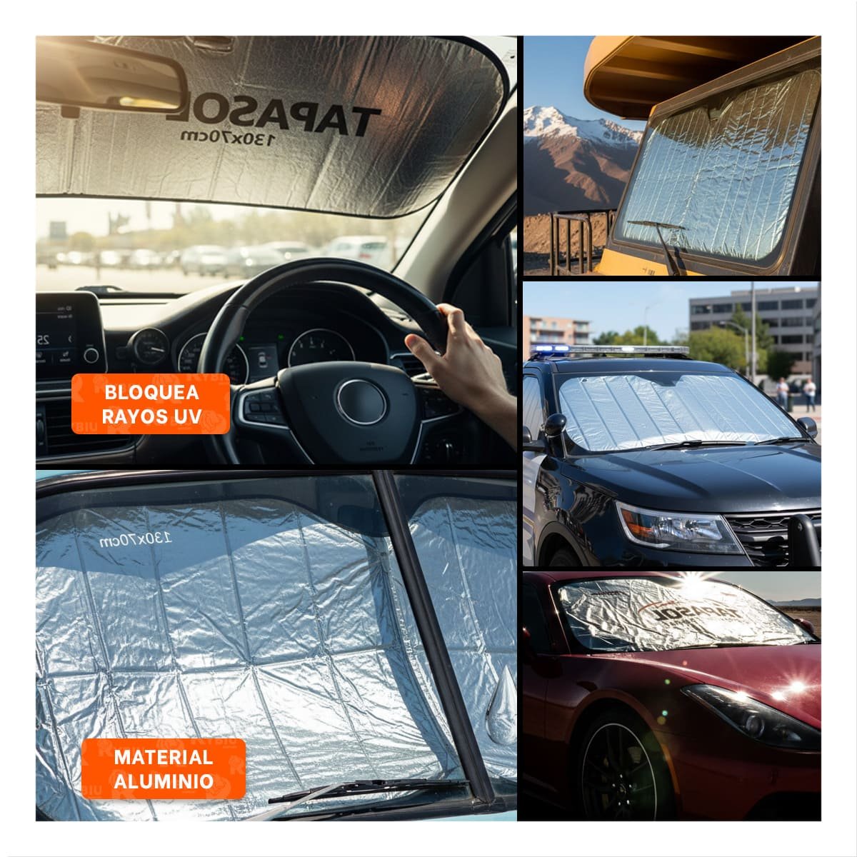 CUBRESOL FRONTAL PARA AUTO 130X70CM CON PROTECCION UV Y+POST IT - 5