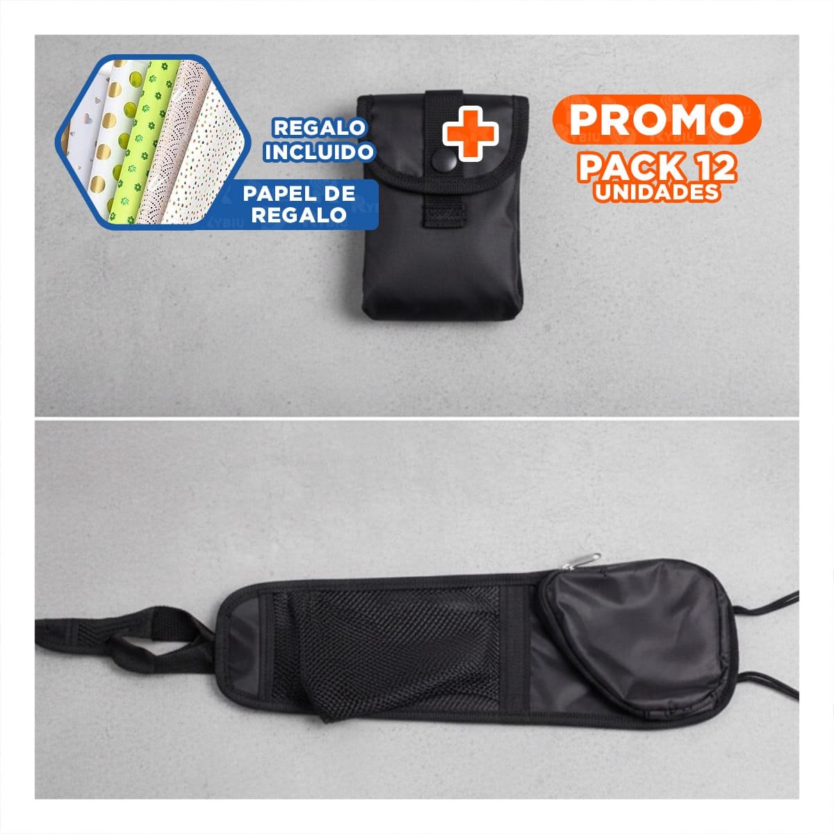 PACK12 UNIDAD DE ALMACENAMIENTO PARA ASIENTO DE AUTO NEGRO CON DISENO COMPACTO Y+PAPEL REGALO - 1