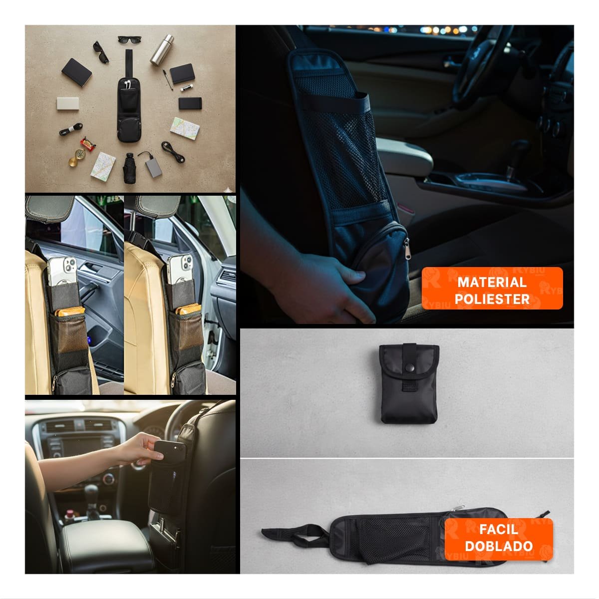 PACK12 UNIDAD DE ALMACENAMIENTO PARA ASIENTO DE AUTO NEGRO CON DISENO COMPACTO Y+PAPEL REGALO - 2