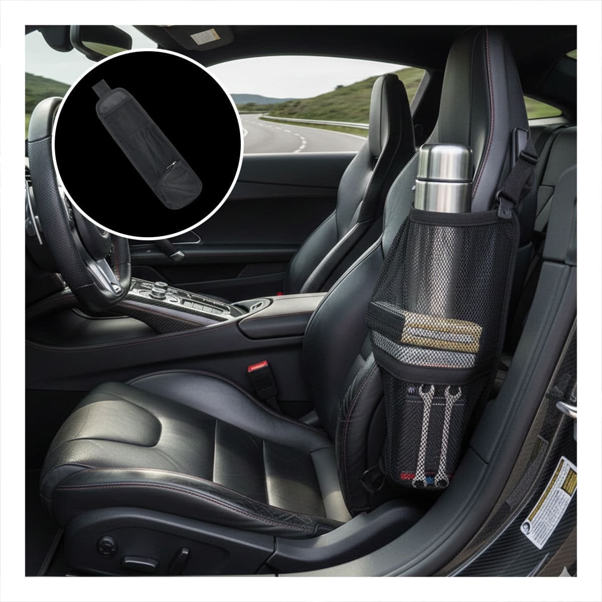 COMPARTIMIENTO RESISTENTE DE ASIENTO DE AUTO NEGRO PARA USO DIARIO Y+POST IT - 2
